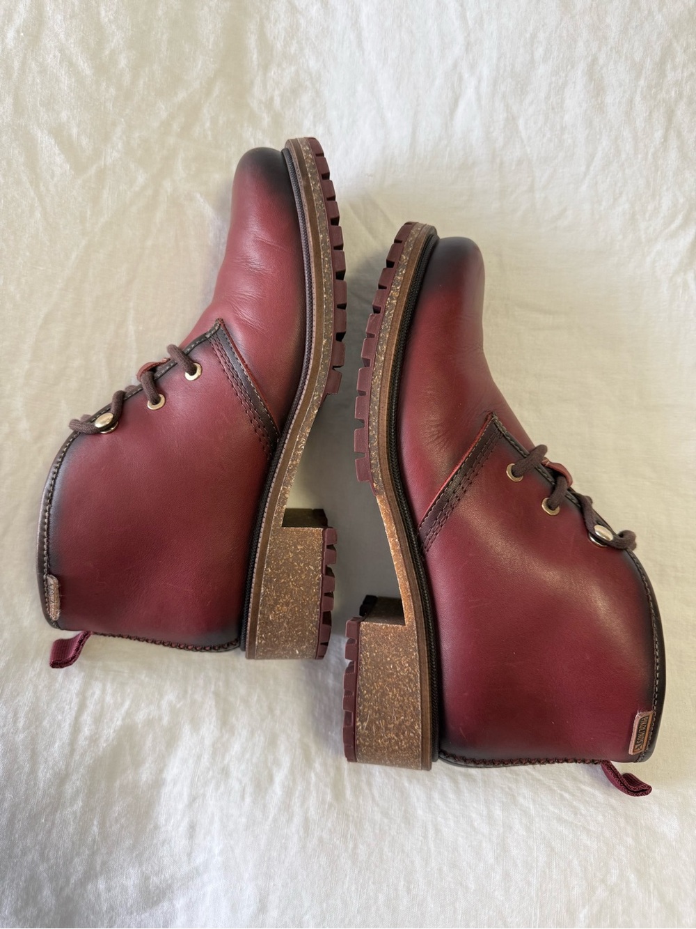 Pikolinos | Women's 40 (US 9) | Oxblood Leather Moto Boots Casual Lace Arcilla - Picture 4 of 10